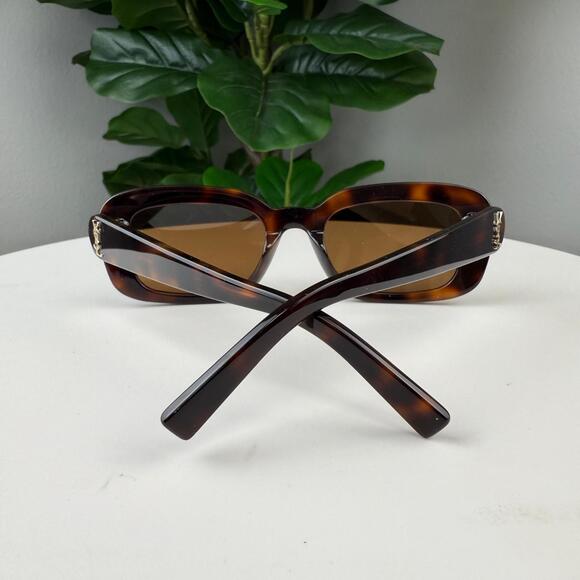 YSL Saint Laurent Eyewear Tortoiseshell-Effect Rectangle-Frame Sunglasses - Picture 2 of 3